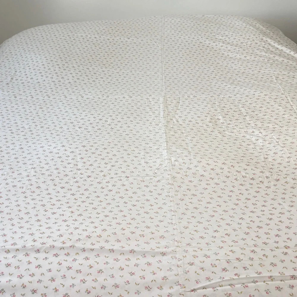 Vintage Hand Crafted Duvet Cover Antique Rose Cottagecore Floral Pink Blue White